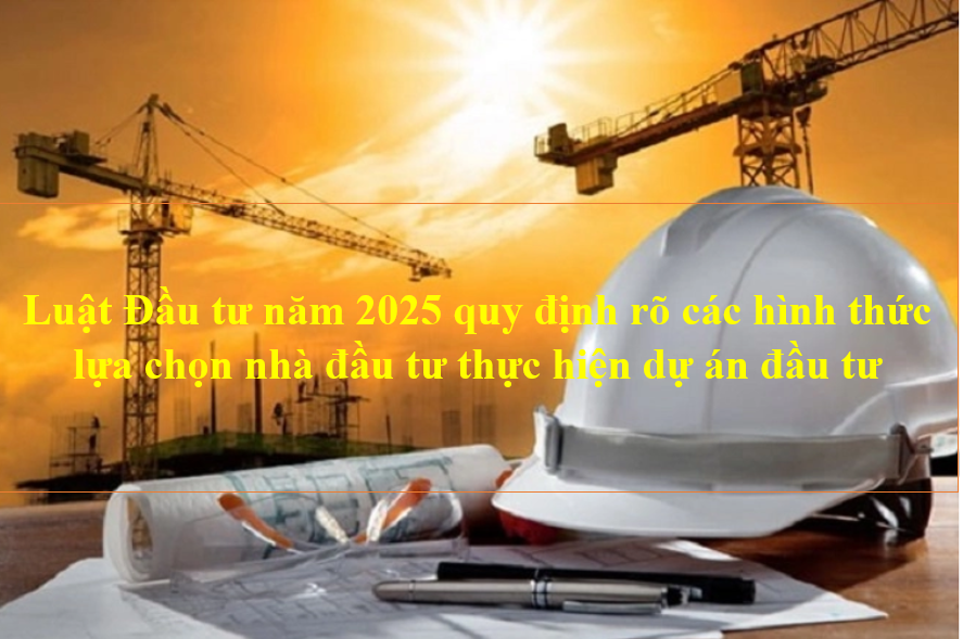 Luật Đầu tư năm 2025 quy định rõ các hình thức lựa chọn nhà đầu tư thực hiện dự án đầu tư