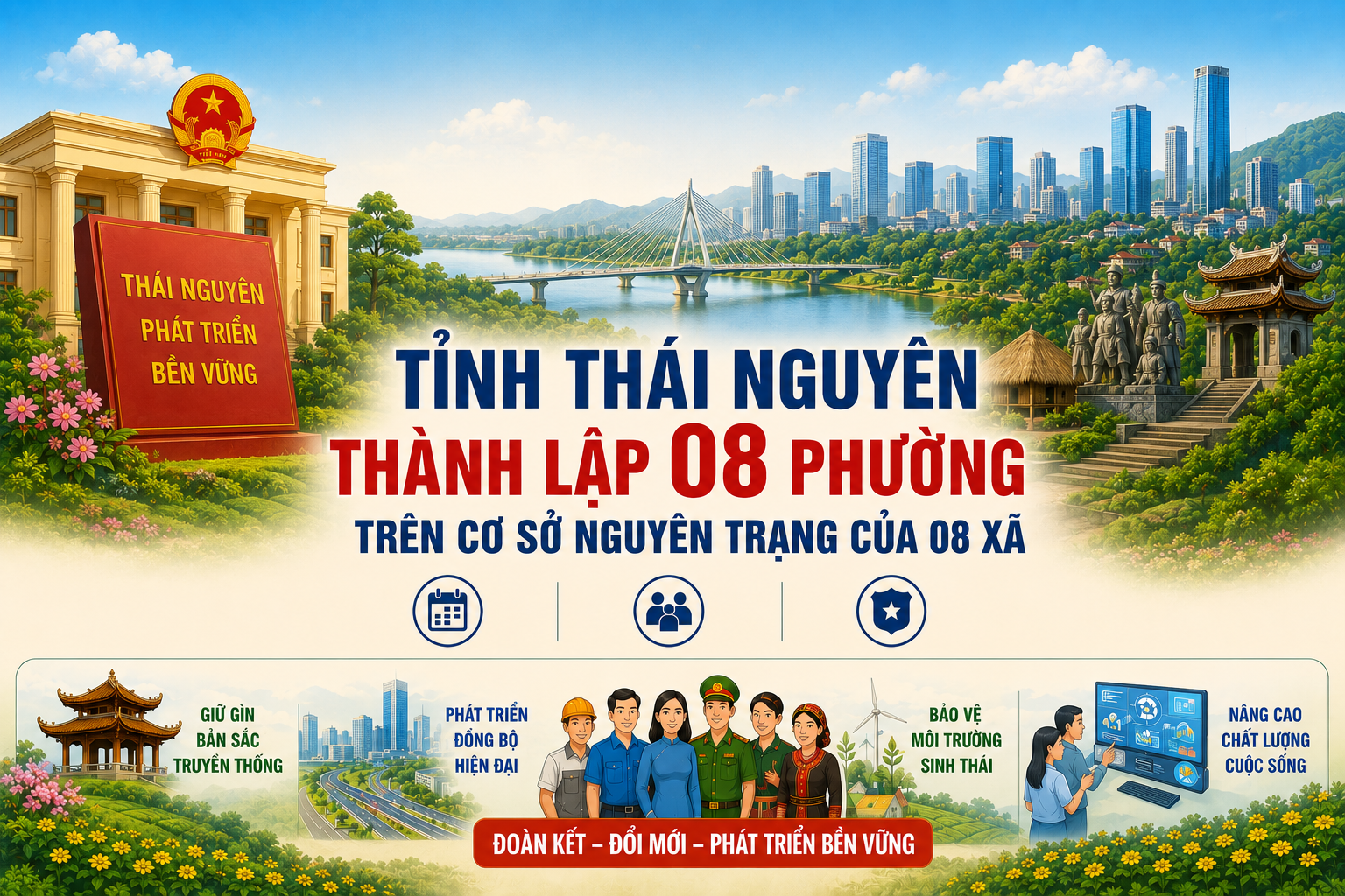 Thái Nguyên – thành lập 08 phường trên cơ sở nguyên trạng 08 xã