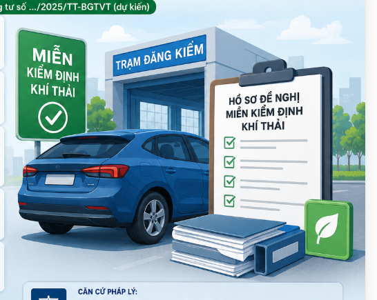 Thành phần hồ sơ đề nghị miễn kiểm định khí thải từ 1/7/2026
