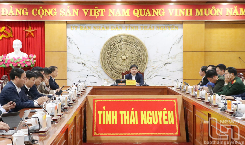 Các đại biểu dự Hội nghị trực tuyến toàn quốc tại điểm cầu tỉnh Thái Nguyên về tổ chức thi hành pháp luật.